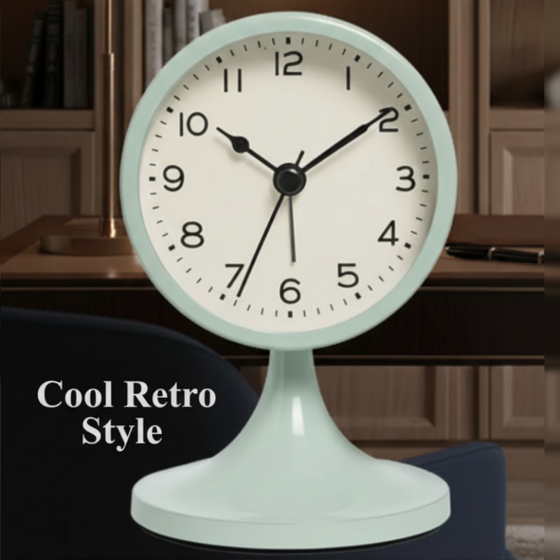 Retro-Style Vintage Metal Alarm Clock – Silent Bedside Clock