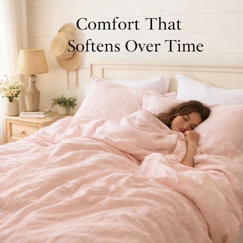 Pure Flax Linen Bedding Set – Breathable Duvet Cover & Pillowcases