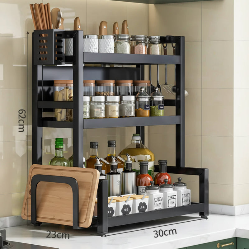 Multi-tier Kitchen Rack for condiments, spices, knives & utensils - Space-saving & stylish