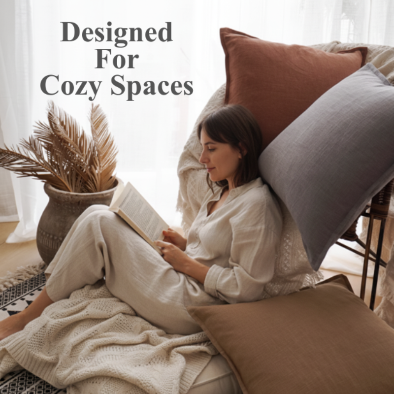 Linen Throw Pillow – Stylish Soft Cotton Filled Linen Blend Cushion