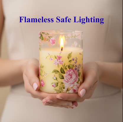 Flameless Rose Pattern LED Candle Set – 3 pc Cottage Core Ambience