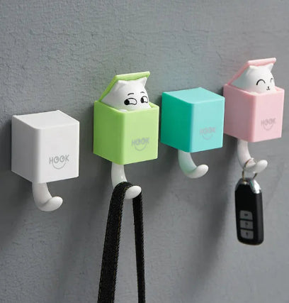 Adorable 4 Pc. Cat-In-A-Box Wall Hook Set
