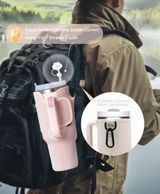 Printed Neoprene Water Bottle Holder with Strap & Pouch