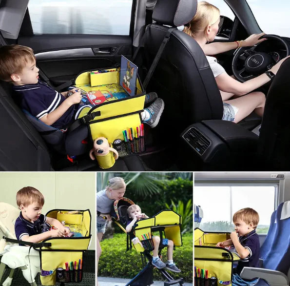 Kid's Car Seat Tray Table - Portable, Foldable and Mess-free