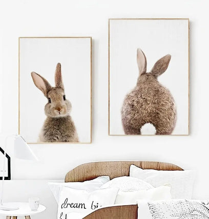 2 pc. Whimsical Bunny Rabbit Wall Art for Kids of all ages.