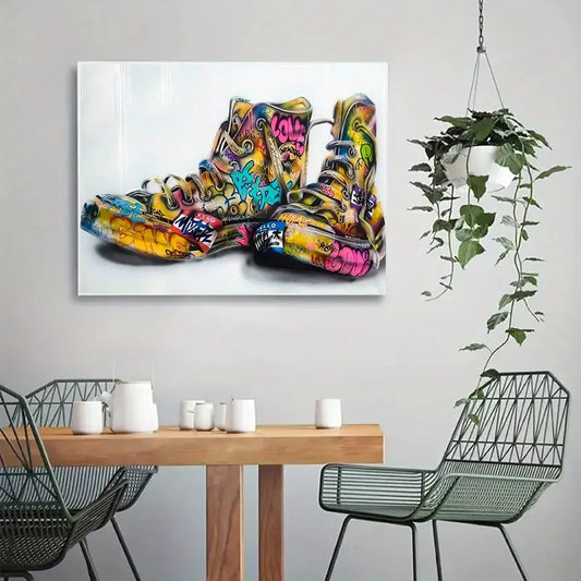 Abstract Graffiti Shoes Canvas Wall Art