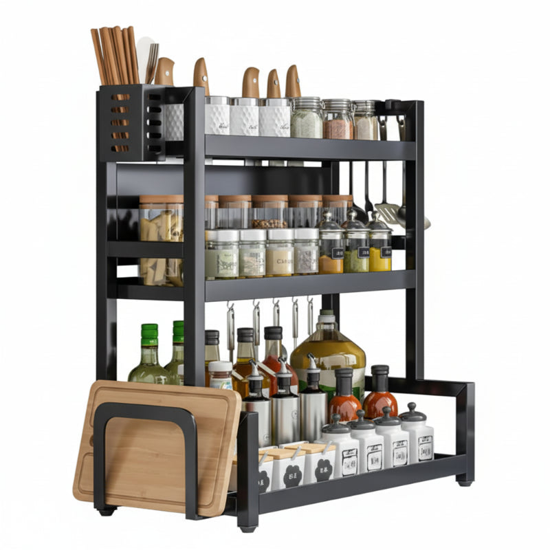Multi-tier Kitchen Rack for condiments, spices, knives & utensils - Space-saving & stylish