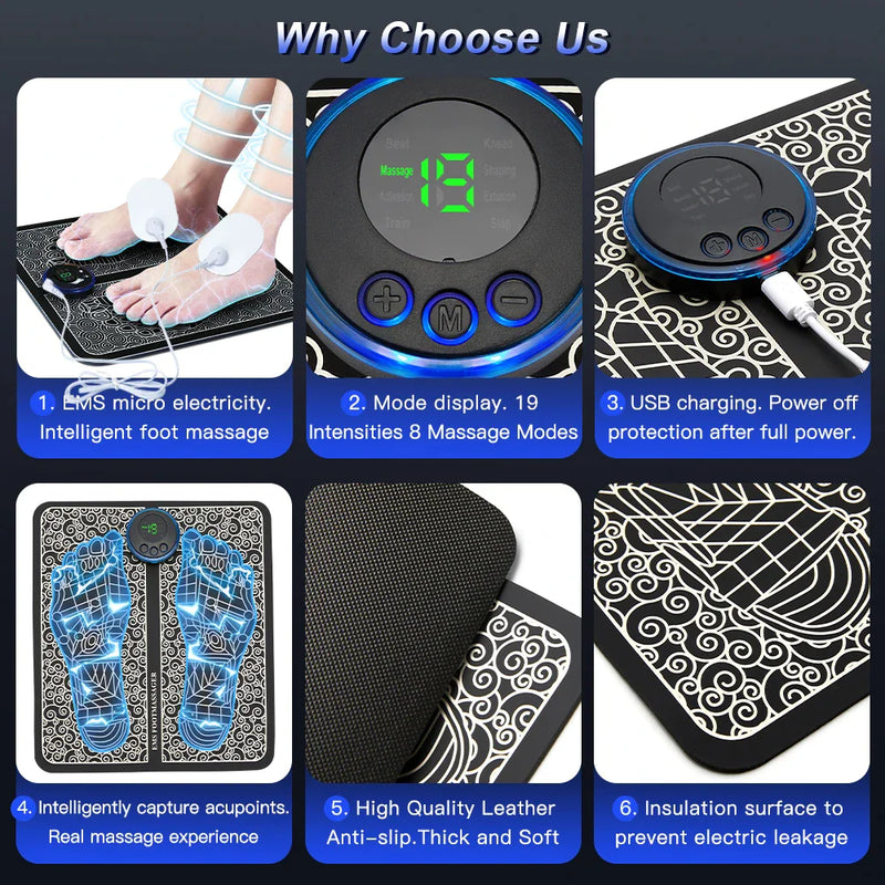 EMS Foot Massager – Deep Muscle Kneading Mat for Legs, Feet & More