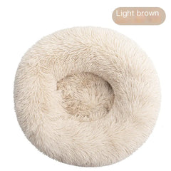 Round Plush Dog & Cat Bed – Soft, Stylish Comfor
