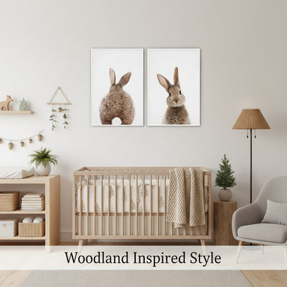 Bunny Rabbit Canvas Print Set – 2 pc. Whimsical Woodland Art
