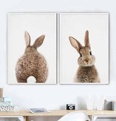 2 pc. Whimsical Bunny Rabbit Wall Art for Kids of all ages.