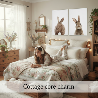 Bunny Rabbit Canvas Print Set – 2 pc. Whimsical Woodland Art
