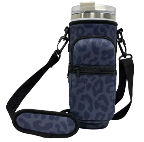 Printed Neoprene Water Bottle Holder with Strap & Pouch