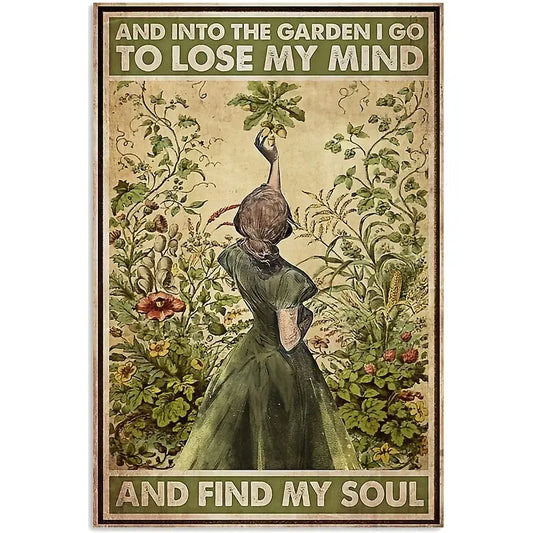 Retro Metal Wall Art - Into The Garden I Go