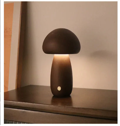Natural Wood Mushroom Bedside Lamp or Night Light