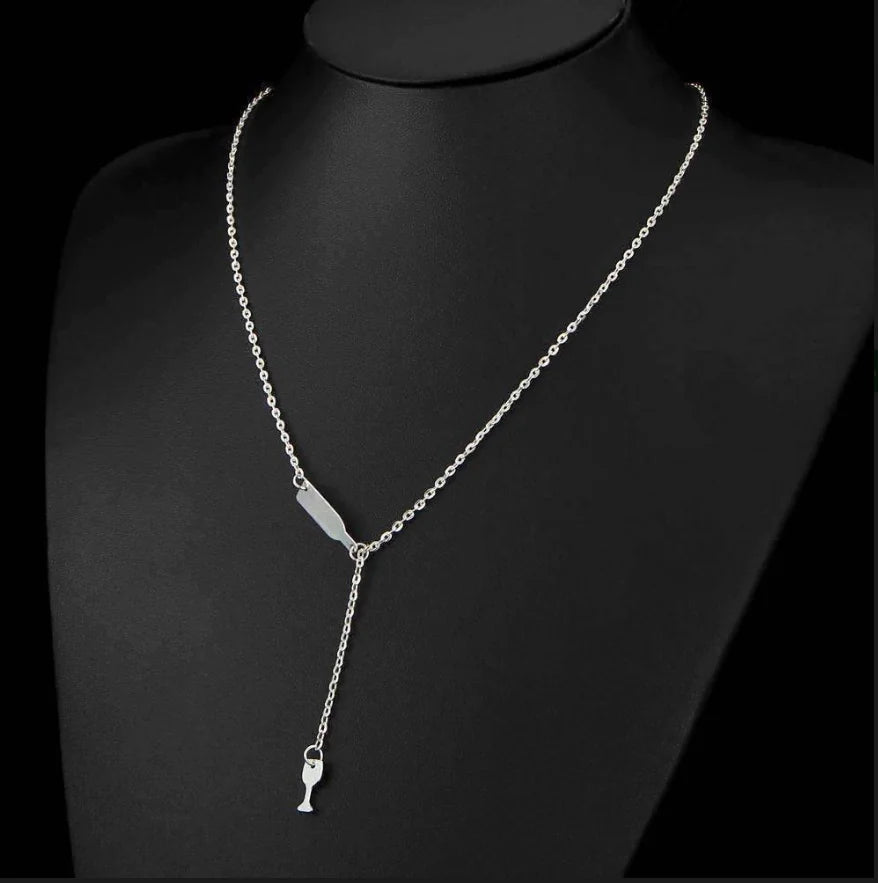 Wine Glass Pendant Necklace, Wine Bottle Charm