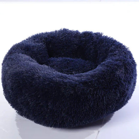 Round Plush Dog & Cat Bed – Soft, Stylish Comfor