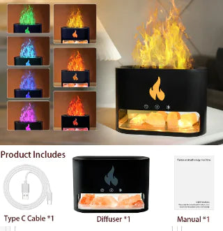 Himalayan Crystal Salt Rock Fireplace Humidifier and Aroma Diffuser
