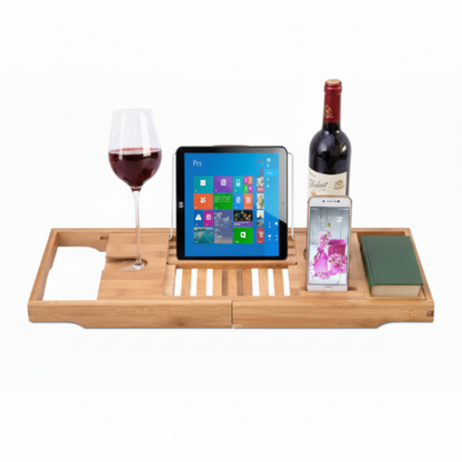 Bamboo Bath Caddy Shelf - Expandable Luxury