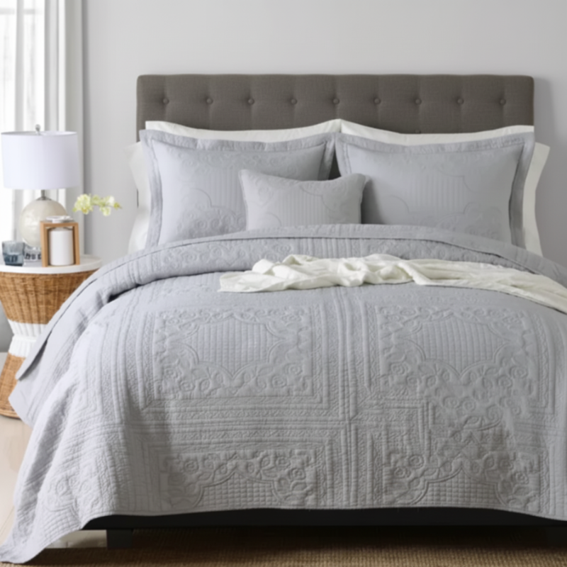 Quilted Cotton Bedding Set – 3-Piece Coverlet & Pillow Shams
