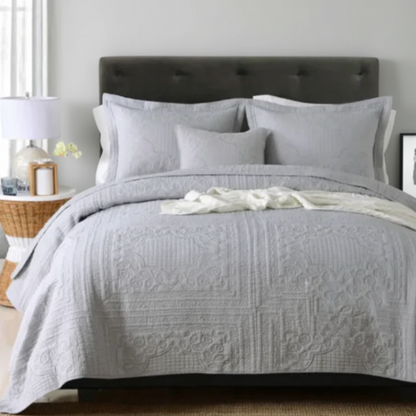 Quilted Cotton Bedding Set – 3-Piece Coverlet & Pillow Shams