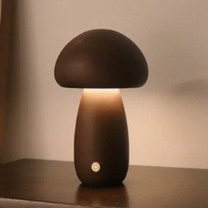 Nature-Inspired Wooden Mushroom LED Touch Lamp