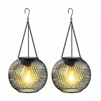 Decorative Hanging Garden Lamps - Vintage Style 2 pc set