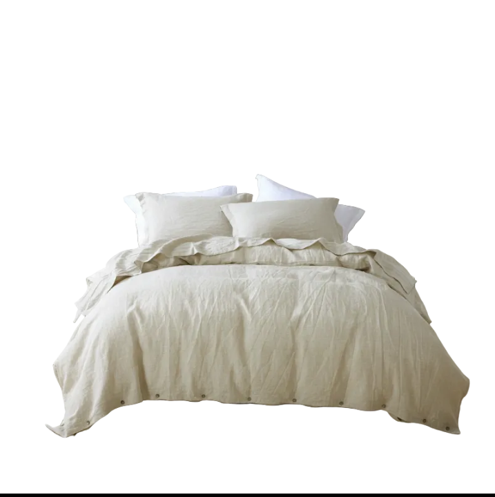 Pure Flax Linen Bedding Set – Breathable Duvet Cover & Pillowcases