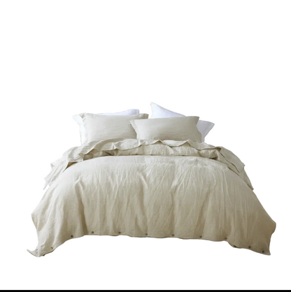 Pure Flax Linen Bedding Set – Breathable Duvet Cover & Pillowcases
