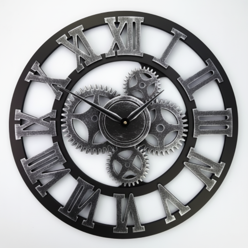 Industrial Gear Wall Clock - Retro Style With A Modern Edge