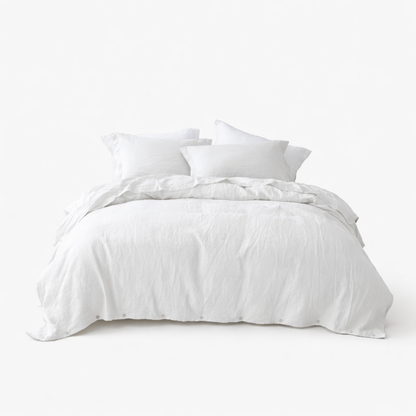 Pure Flax Linen Bedding Set – Breathable Duvet Cover & Pillowcases