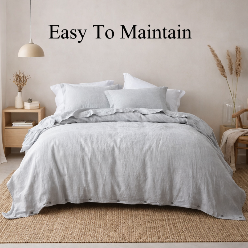 Pure Flax Linen Bedding Set – Breathable Duvet Cover & Pillowcases