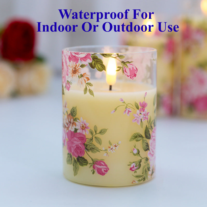 Flameless Rose Pattern LED Candle Set – 3 pc Cottage Core Ambience