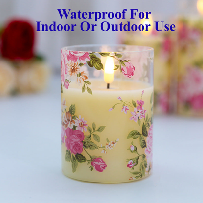 Flameless Rose Pattern LED Candle Set – 3 pc Cottage Core Ambience