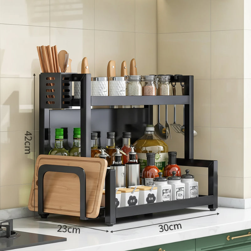 Multi-tier Kitchen Rack for condiments, spices, knives & utensils - Space-saving & stylish