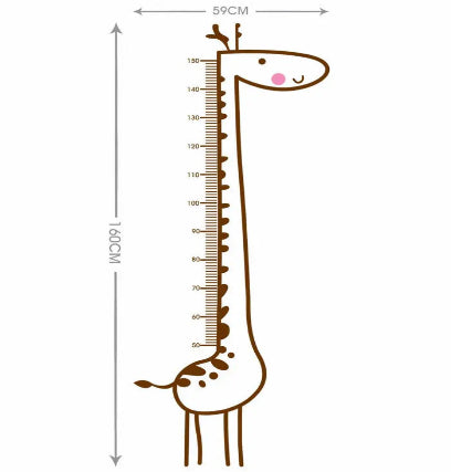 Fun Giraffe Height Growth Chart Wall Stickers