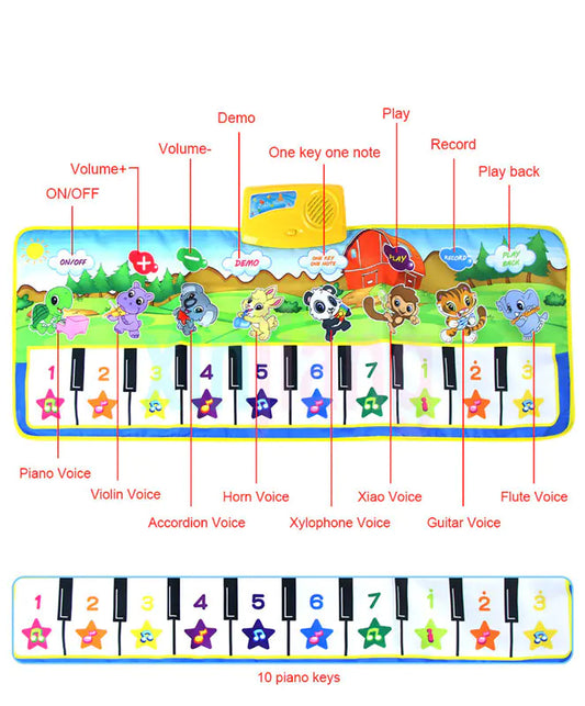 Interactive Musical Piano Mat for Kids, Sound, Color & Creativity