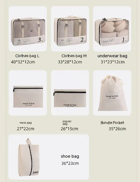 Versatile 7 Piece Travel Storage Bag Set