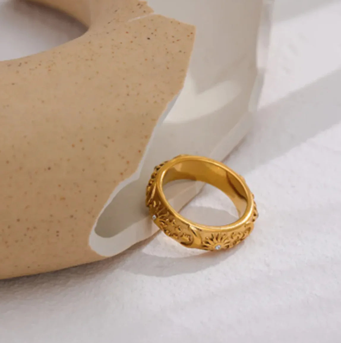 Cosmic Energy! Star, Moon, and Sun Zircon Ring