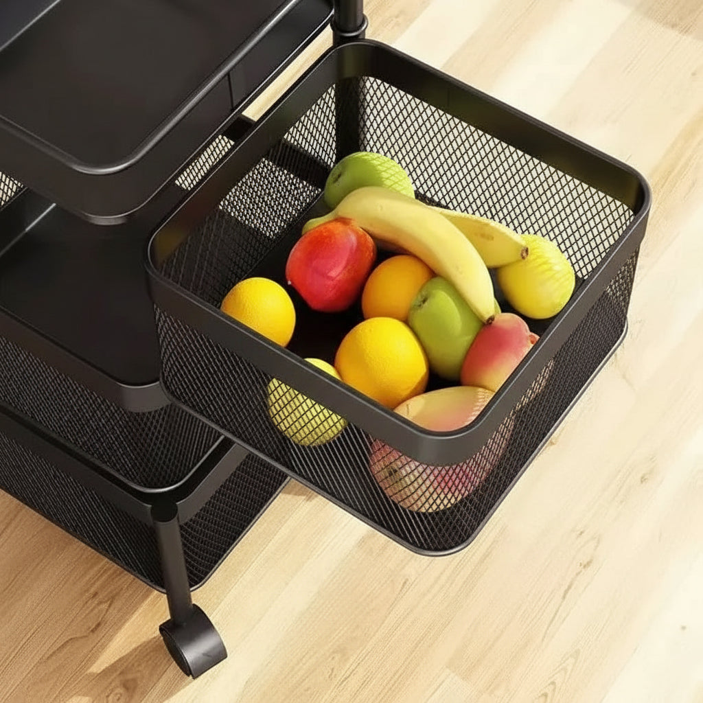 Rotating Basket Rack on Wheels – Stylish Storage That Moves With You