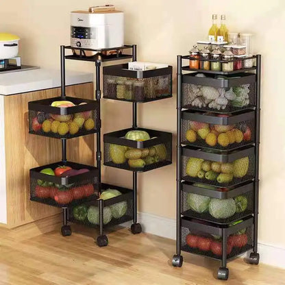 Rotating Basket Rack on Wheels – Stylish Storage That Moves With You