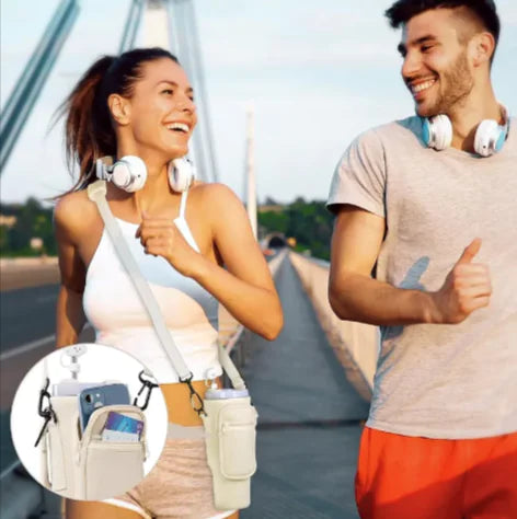 Printed Neoprene Water Bottle Holder with Strap & Pouch