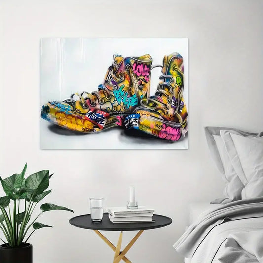 Abstract Graffiti Shoes Canvas Wall Art