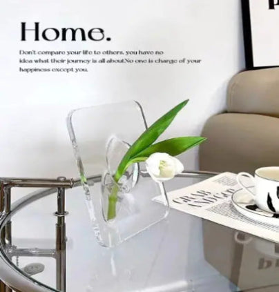 Transparent Acrylic Vase with Photo Frame