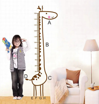 Fun Giraffe Height Growth Chart Wall Stickers