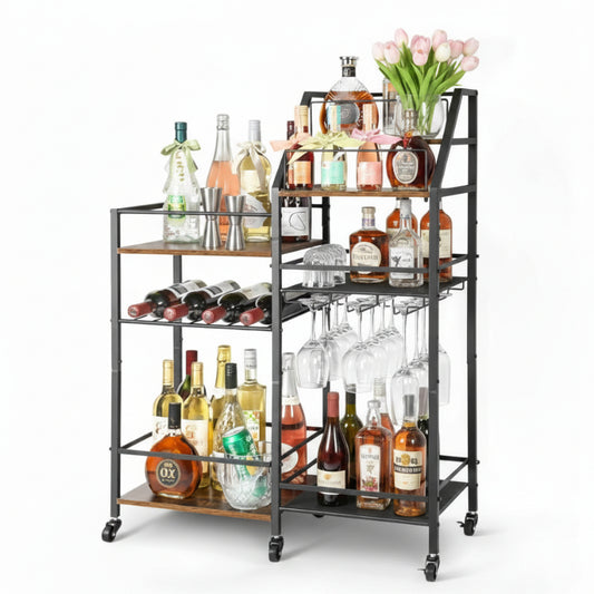 Carro organizador para bar de estilo retro vintage, ideal para vino, licores o café