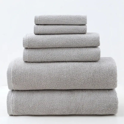 Stack of gray towels on a white background