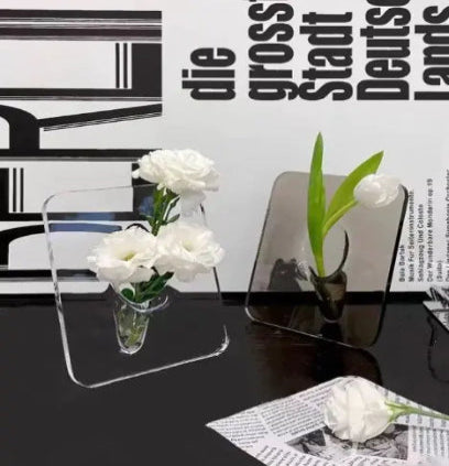 Transparent Acrylic Vase with Photo Frame