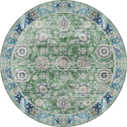 Vintage-Style Bohemian Round Area Rug - Old World Persian & Turkish Inspired