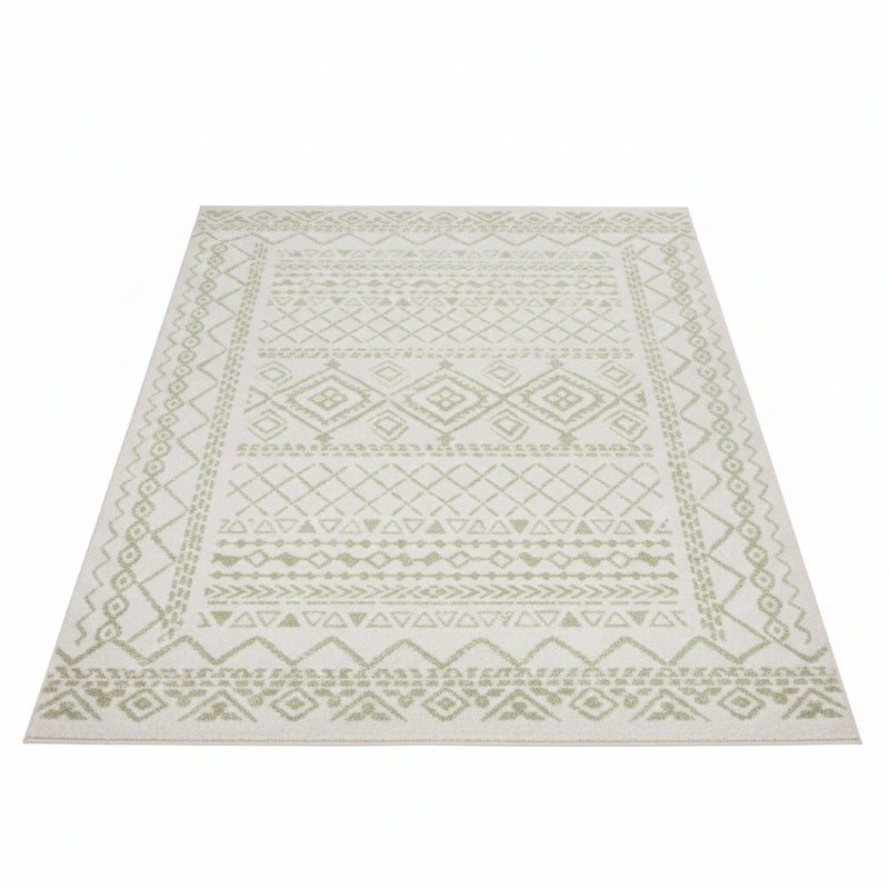 Alfombra de área bohemia marroquí – Belleza práctica en marfil y salvia de 1,22 m x 1,83 m